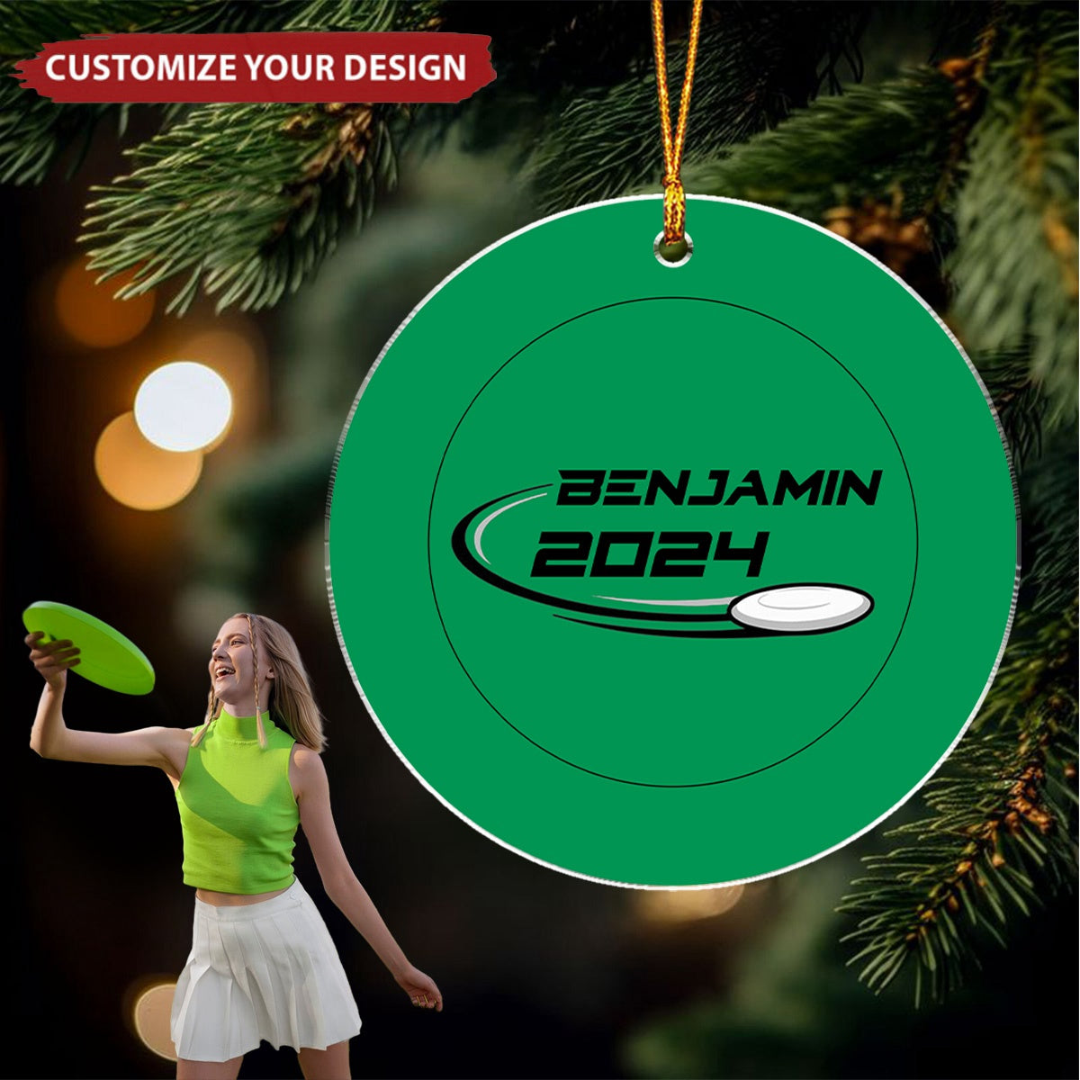 Ultimate Flying Discs - Personalized Acrylic Christmas Ornament, Gift For Ultimate Player