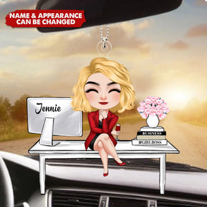 Personalized Gifts For Boss Chibi Girl Acrylic Car Ornament