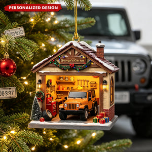 Personalized Off Road Car Garage Miniature Custom  Acrylic Ornament, Gift For Jeep Lover