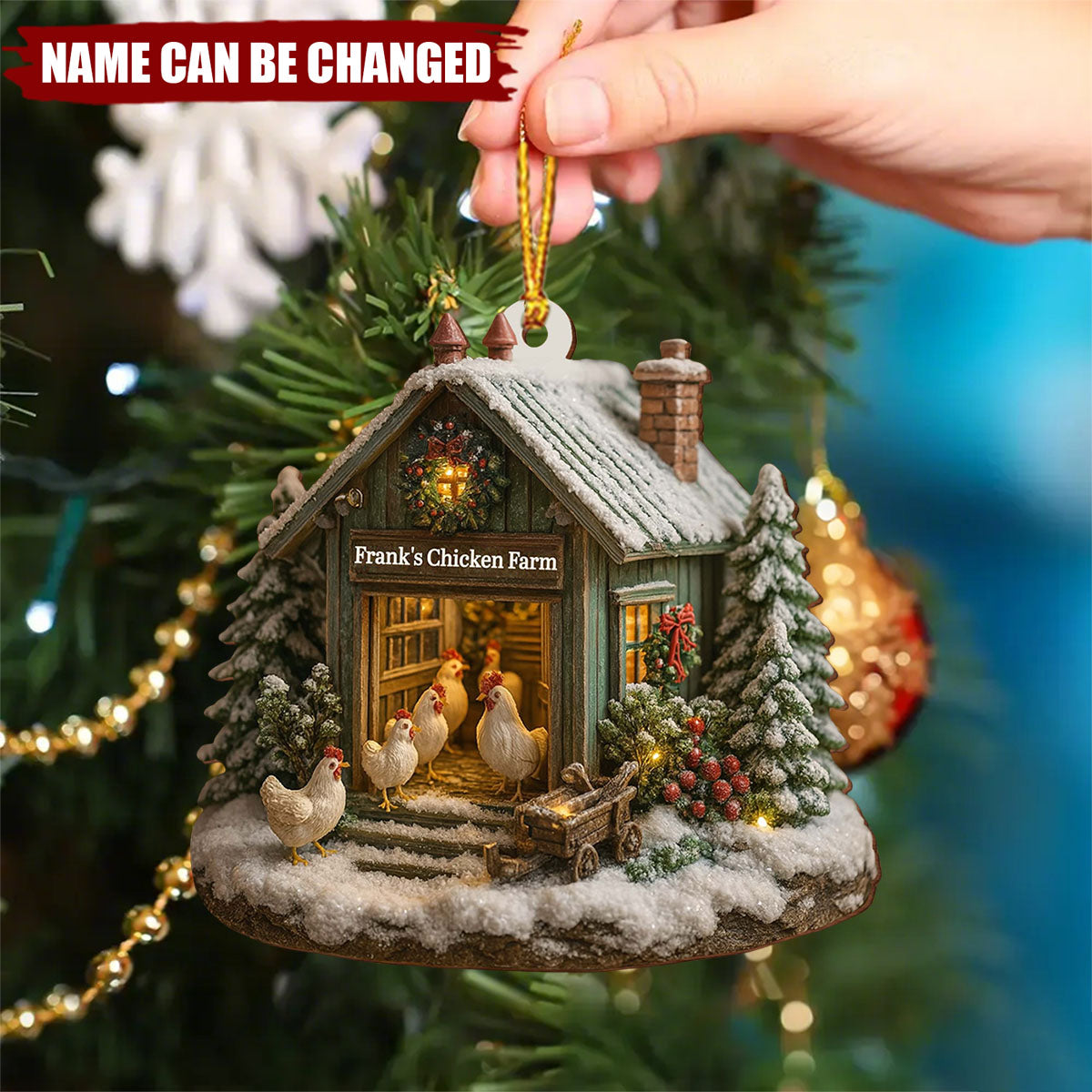 Welcome to Our Cozy Farm, Celebrate the Holiday Season, Personalized Custom Wood Ornament