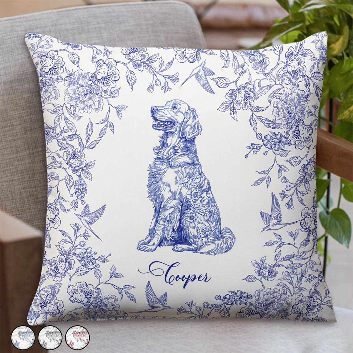 Dog Custom Toile De Jouy Style - Personalized Pillow