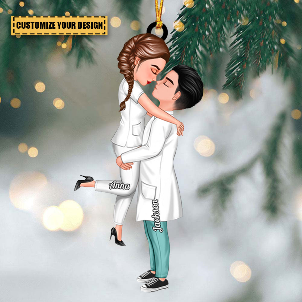 Personalized Christmas Ornament, Couple Portrait Nurse Doctor Gifts by Occupation