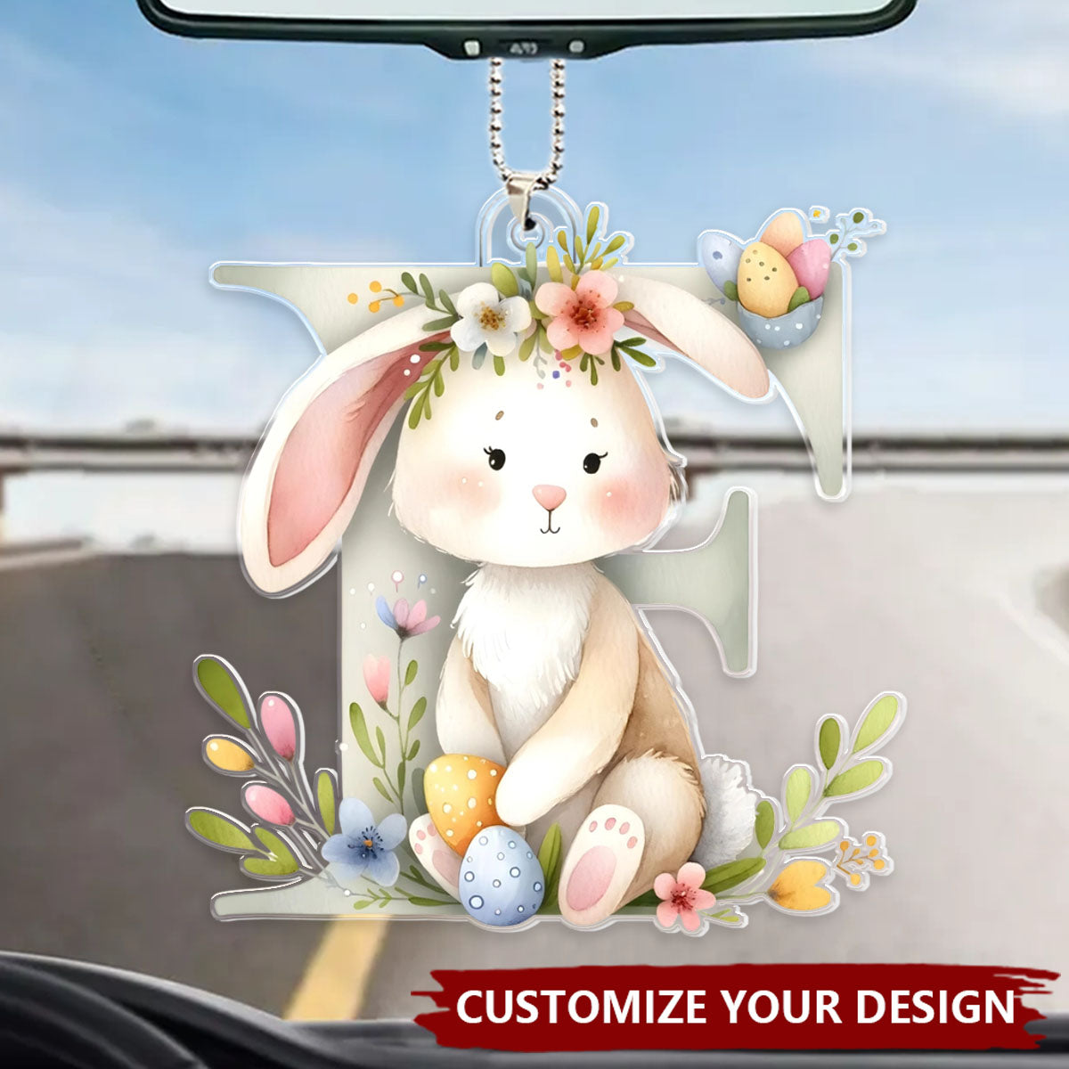 Easter Bunny Alphabet - Personalized Acrylic Car Ornament