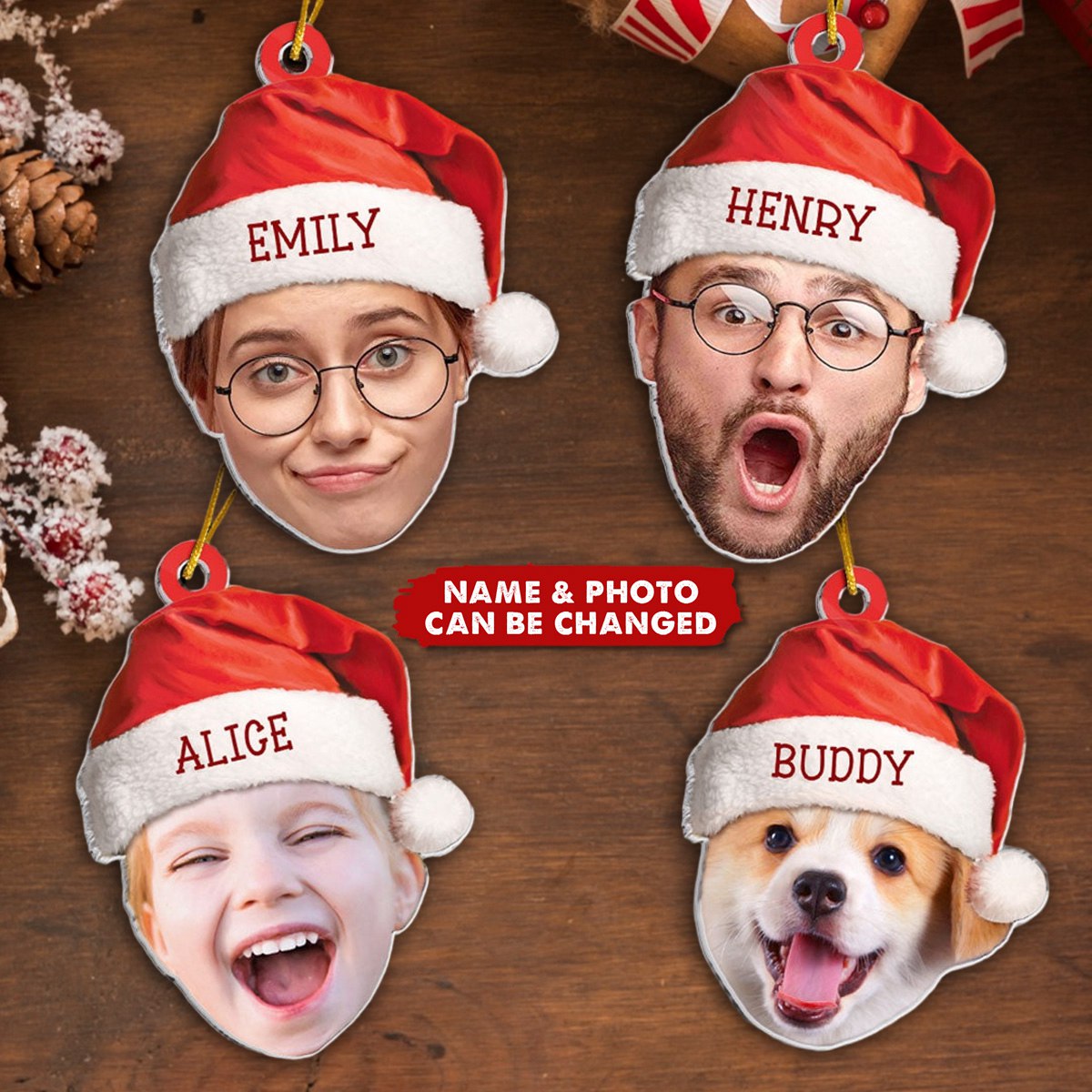 Custom Photo Dear Santa Stop Judging Me - Family Personalized Custom Ornament - Acrylic Custom Shaped - Christmas Gift For Family Members