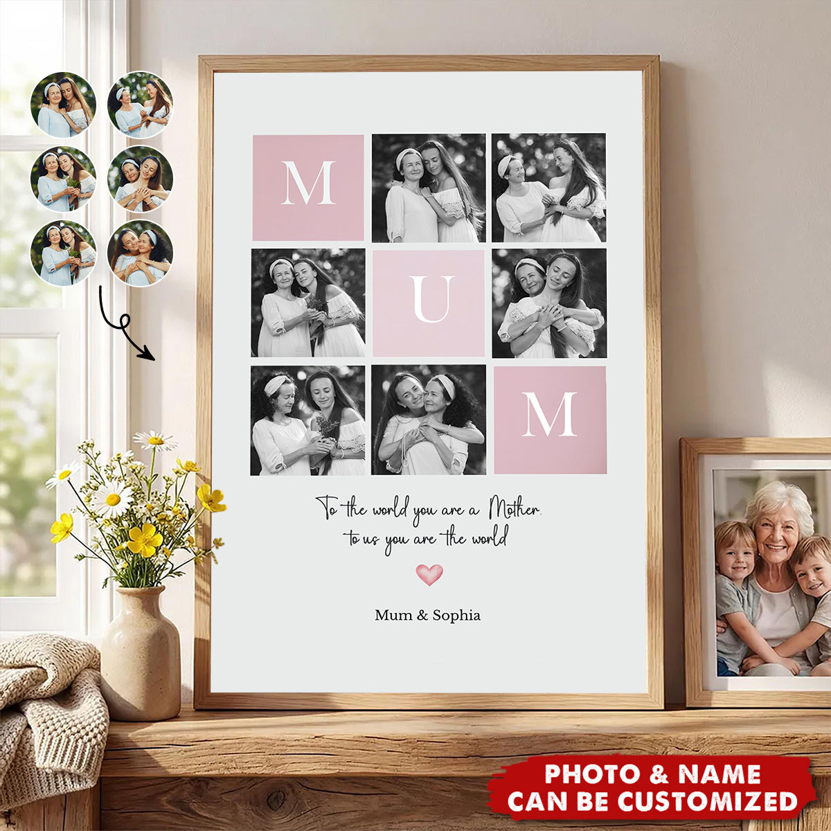 Personalized Mum or Mom Photo Poster - Mother’s Day Gift from Son or Daughter