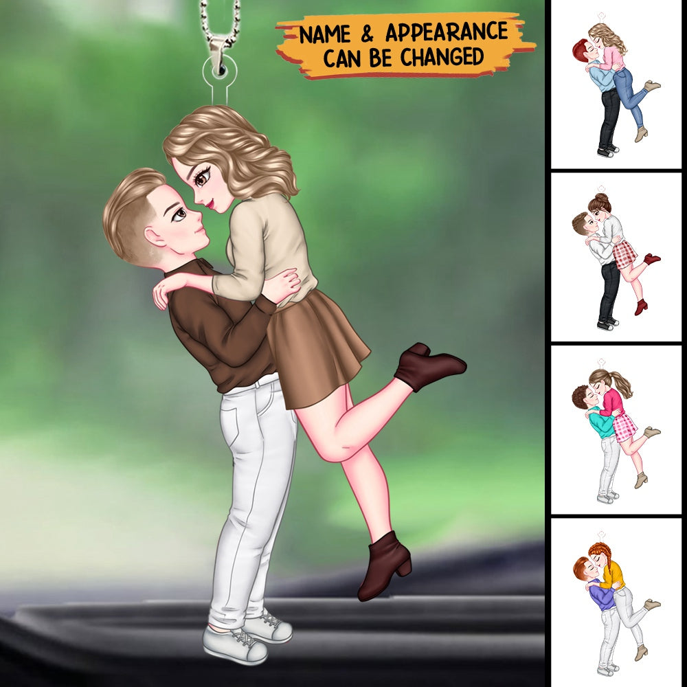 Hugging Couples Together - Valentine's Day Gift - Personalized Car Ornament