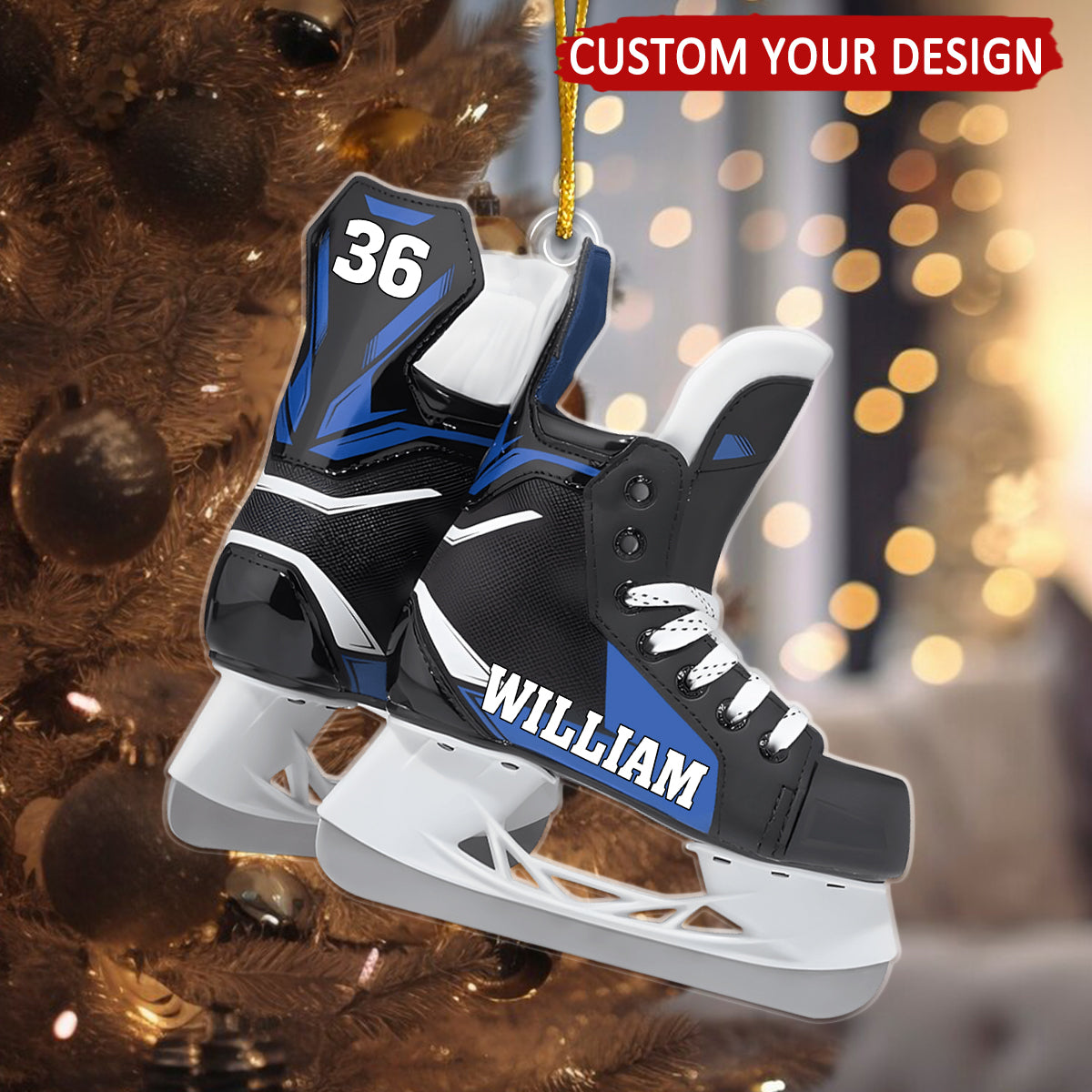 Ice Skates Personalized Christmas Ornament, Gifts For Ice Hockey Players
