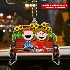 Couples Sitting Together - Personalized Gifts For Couple Car Ornament