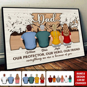 Dad My Protector My Hero My Friend Personalized Horizontal Poster