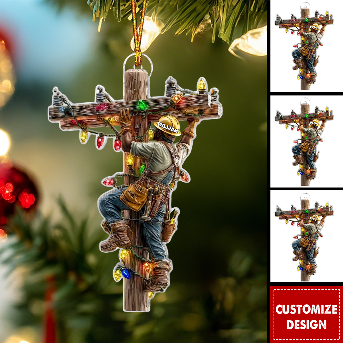 Keeping the Lights On - Personalized Lineman Ornament