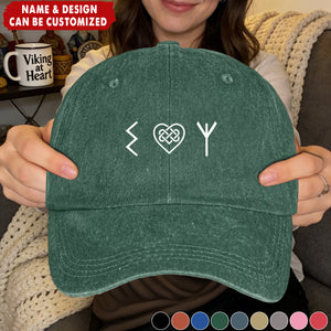 Name In Runes Viking - Personalized Distressed Denim Cap