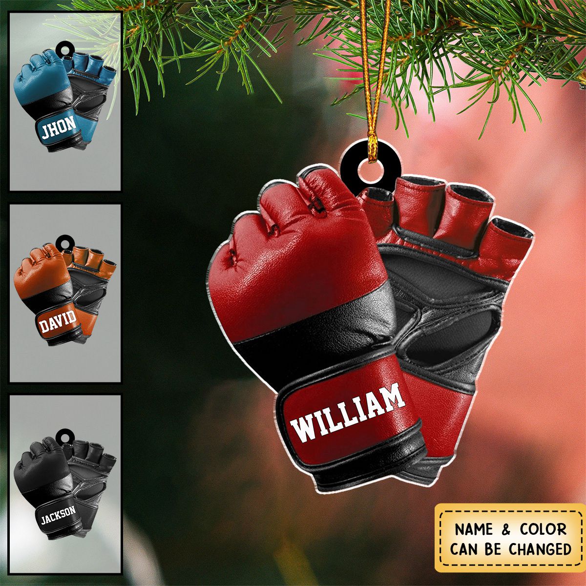 Personalized Mma Glove Christmas Acrylic Ornament, Gift For Mma Lover