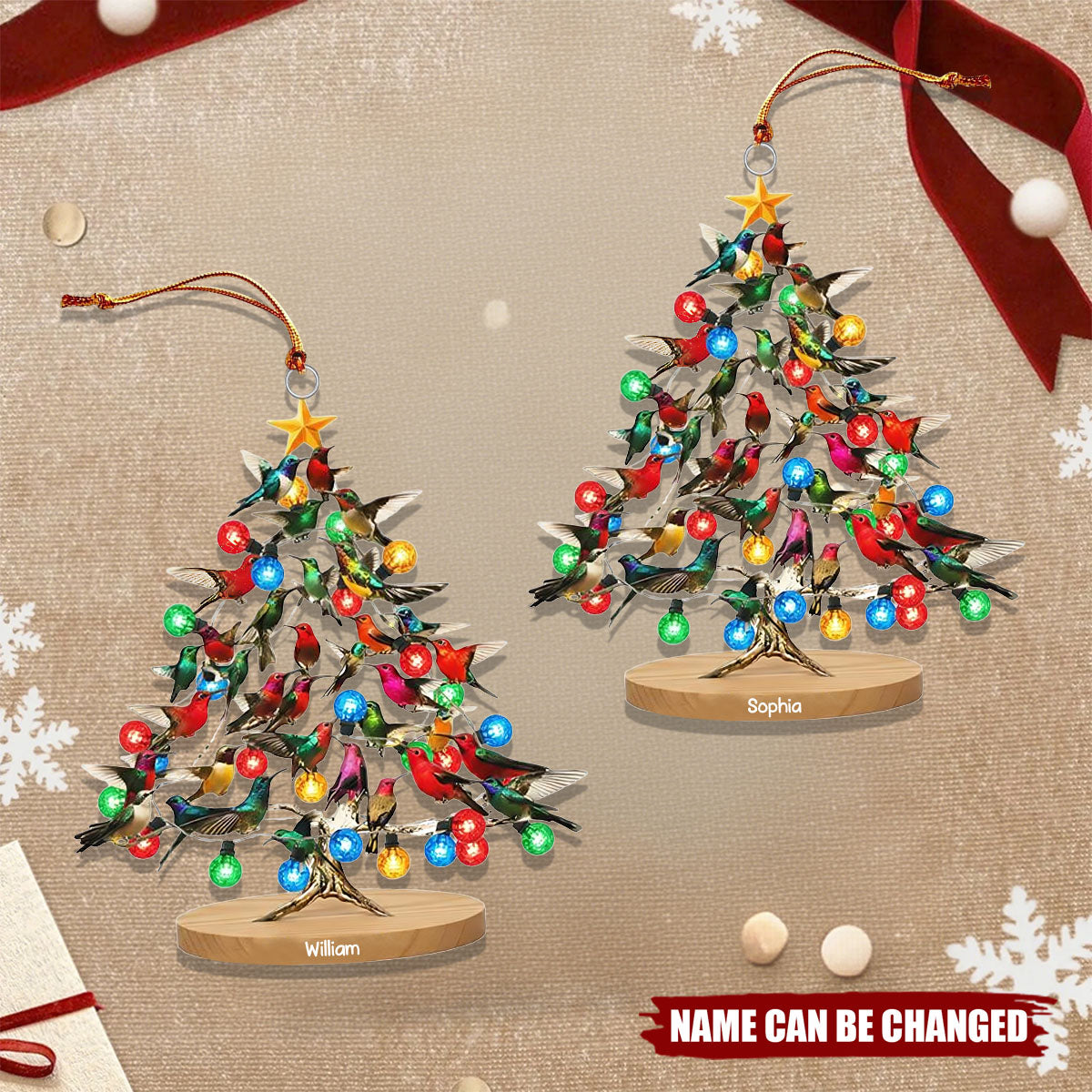 Custom Hummingbird Acrylic Ornament, Personalized Christmas Decoration