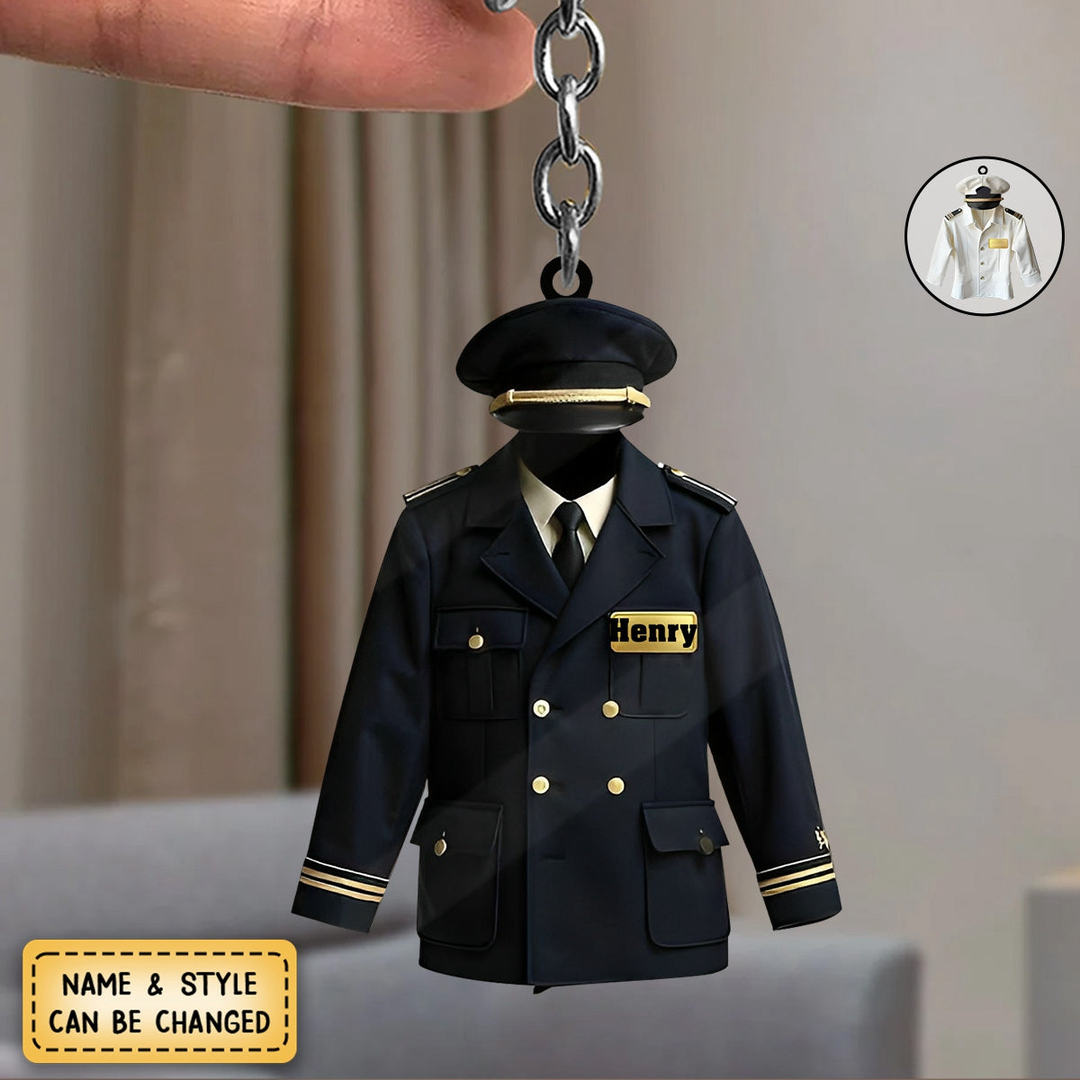 Personalized Pilot Uniform Keychain - Gift For Pilot