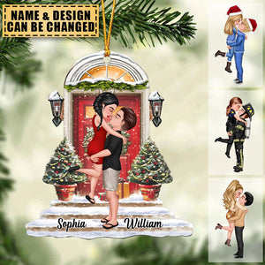 Christmas Couple Front Porch Firefighter, Nurse, Police Officer, Teacher, Gifts by Occupation Personalized Ornament