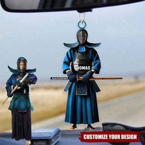 Kendo Warrior - Personalized Acrylic Car Ornament, Gift For Kendo Enthusiasts And Samurai Fans