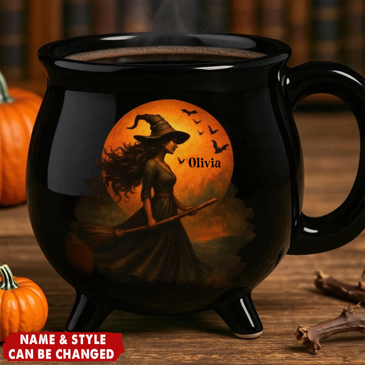 Witching You A Wicked Brew Personalized Witch Cauldron Coffee Mug Halloween Witchy Gifts