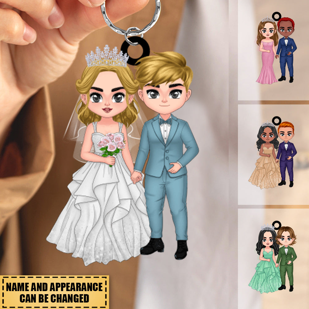 Custom Personalized Wedding Couple Keychain - Gift Idea For Couple/Wife/Wedding Anniversary