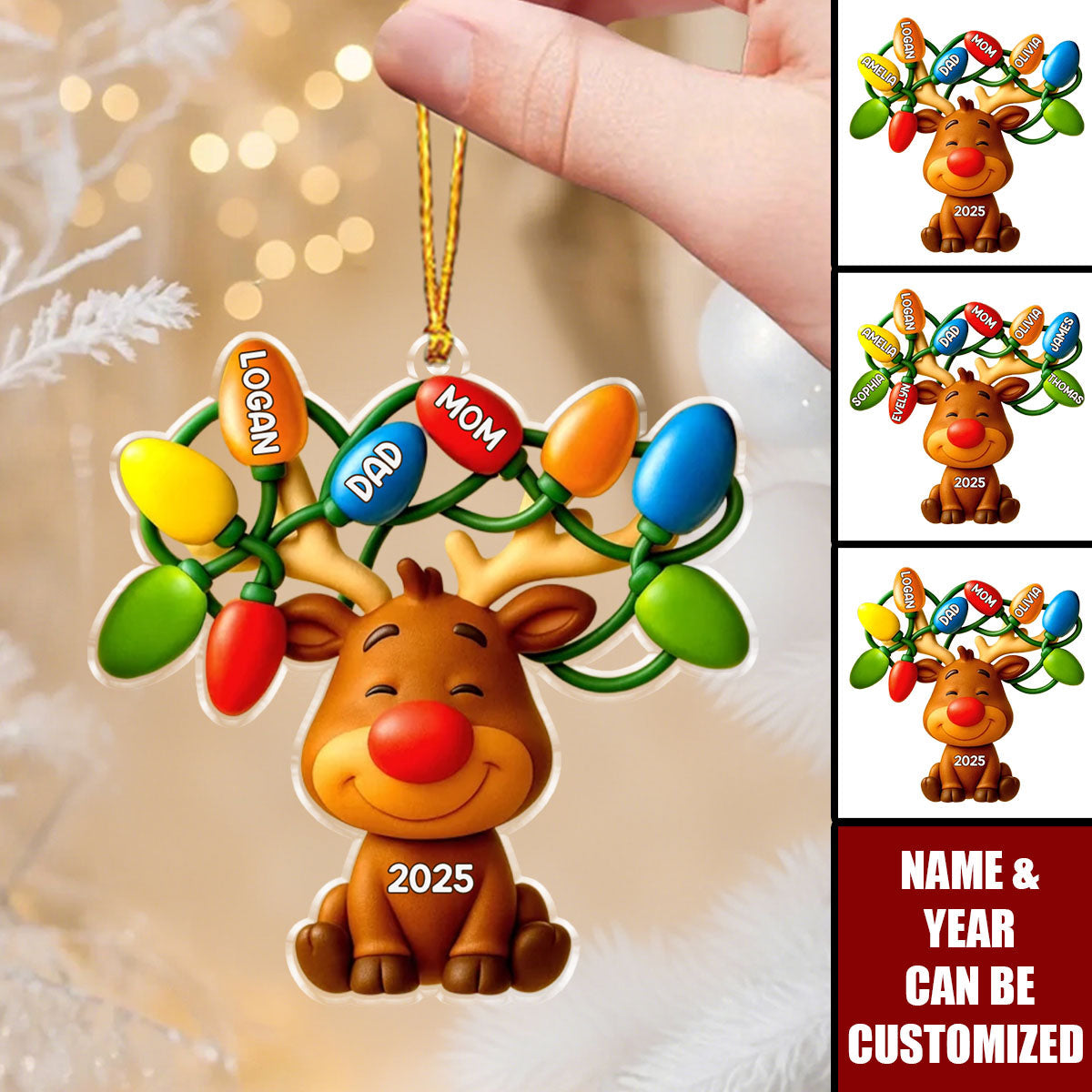 Our Reindeer Crew - Personalized Christmas Acrylic Ornament, Gifts For Mom, Dad, Kids