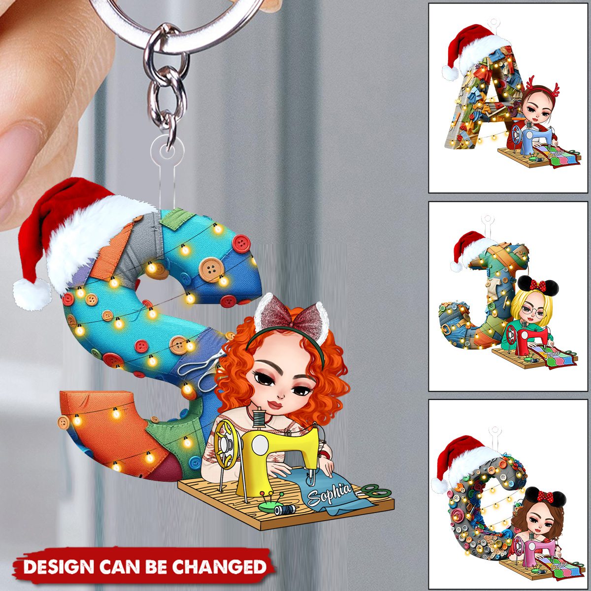 Custom Alphabet Letter Gifts For Sewing Lovers Keychain