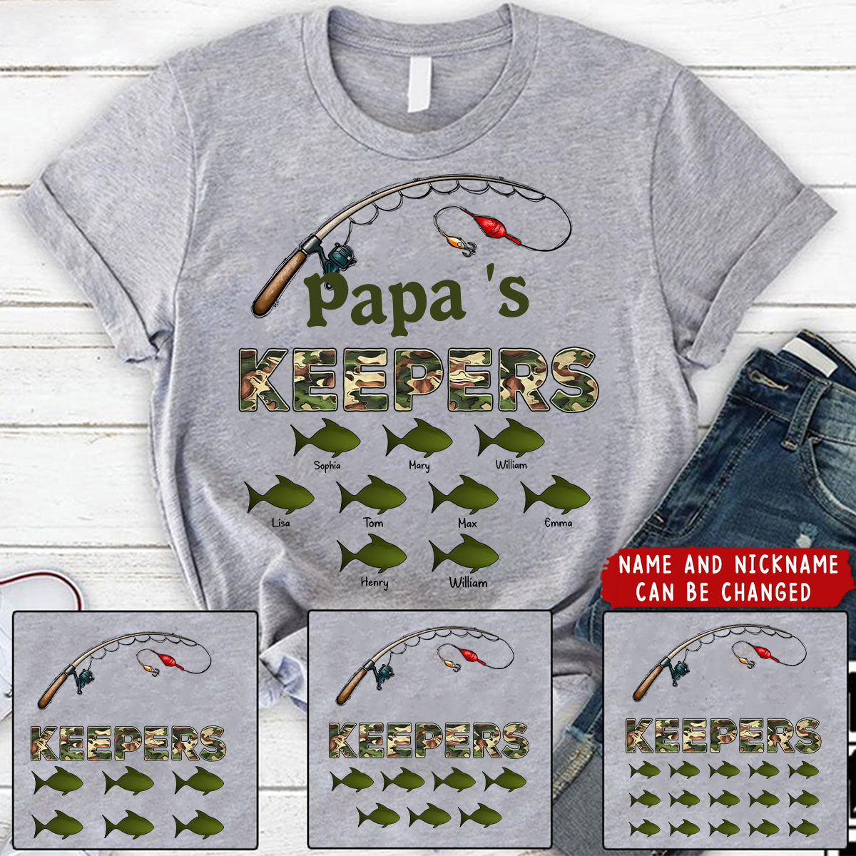 Grandpa's Keepers Camouflage Pattern Fishing Personalized Shirt, Unique 2025 Father's Day Gift For Grandpa, Dad
