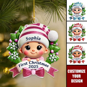 Adorable Baby's First Christmas Personalized Christmas Ornament