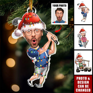 Golf Player - Personalized Acrylic Photo Ornament