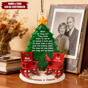 Christmas In Heaven Save A Seat - Personalized Acrylic Ornament, Christmas Memorial Keepsake