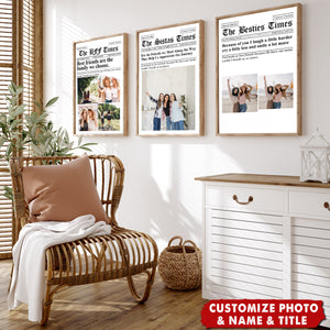 Newspaper The BFF Times - Upload Best Friend, Bestie Photo - Personalized Photo Poster