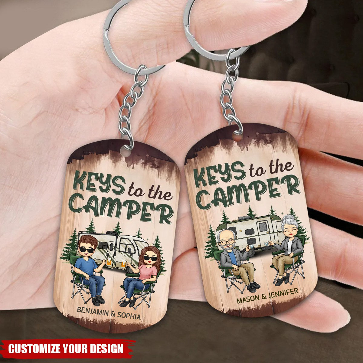 Keys To The Camper - Couple Personalized Stainless Steel Keychain