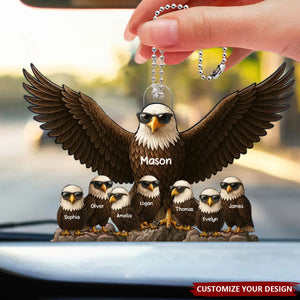 Eagle Dad Granddad - Personalized Acrylic Car Ornament, Father's Day Gift For Dad, Grandpa