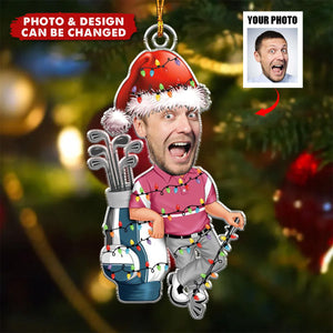 Golf Player - Personalized Acrylic Photo Ornament