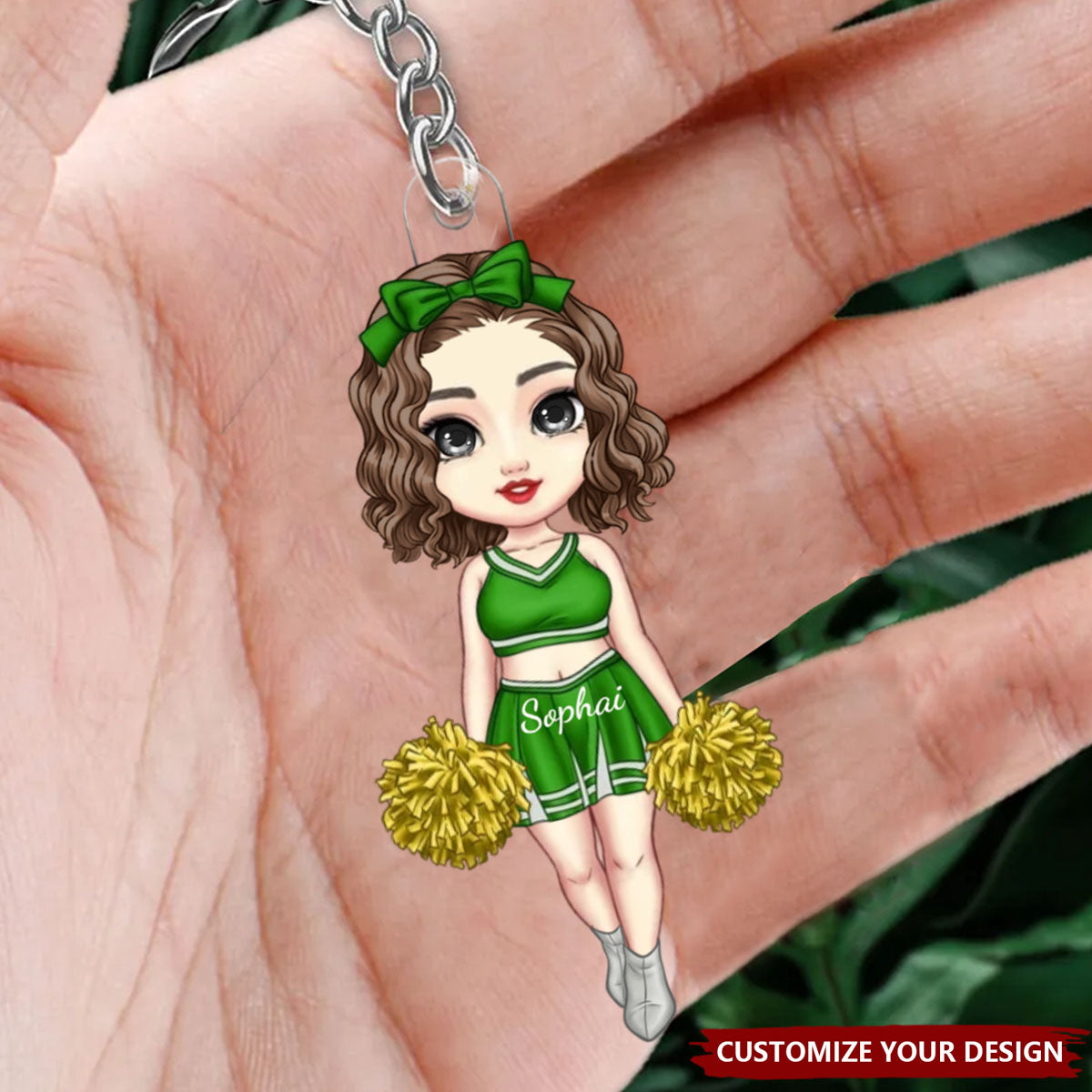 Cartoon Cheerleading Girl - Personalized Acrylic Keychain, Gift For Cheerleader Women