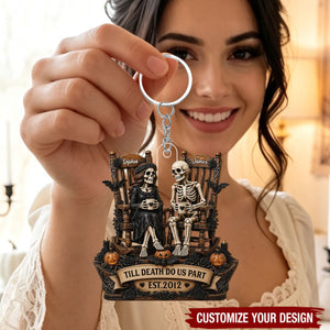Till Death Do Us Part Skeleton Couple - Personalized Acrylic Keychain- Halloween Decor For Couple