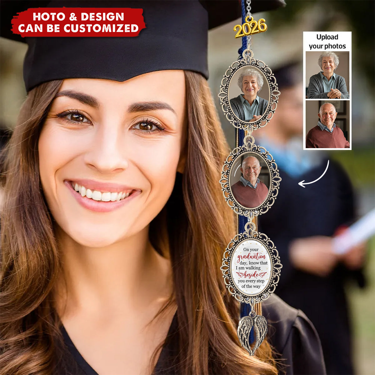 Graduation Walking Beside You Every Step - Custom Graduation Tassel Photo Charm