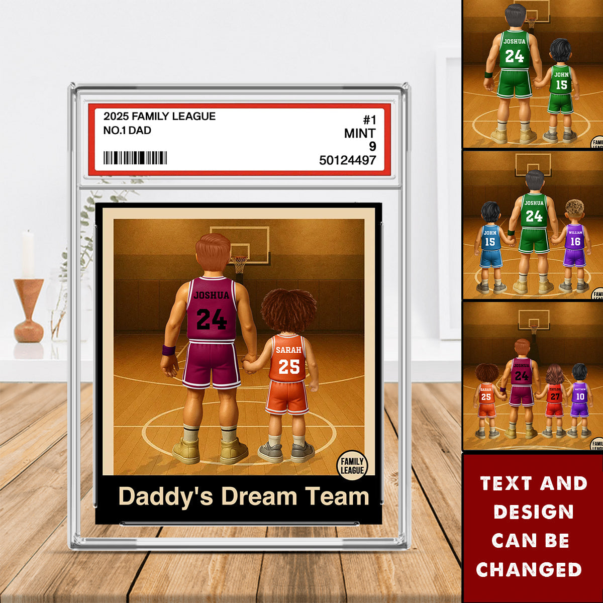 Basketball No. 1 Dad Man & Kids Trading Card Style - Personalized Custom Shaped Acrylic Plaque, Gift For Dad