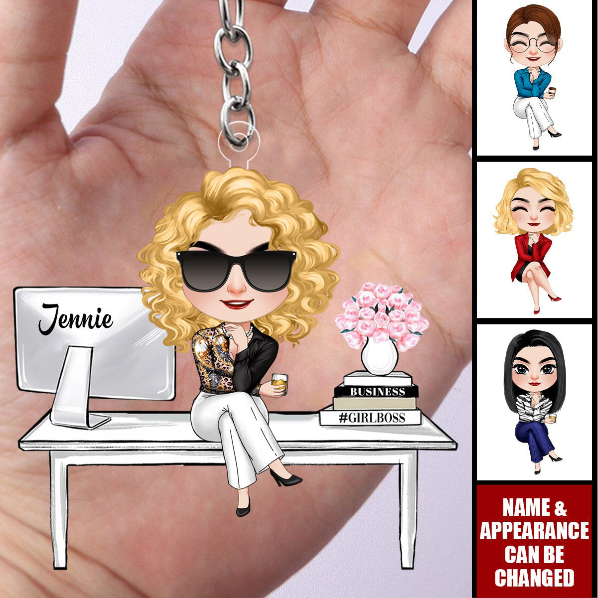 Personalized Gifts For Boss Chibi Girl Acrylic Keychain