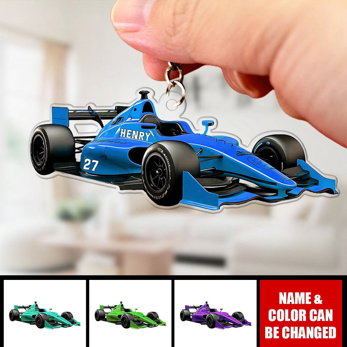 Racing Formula Car Personalized Acrylic Keychain, Gift For Racer