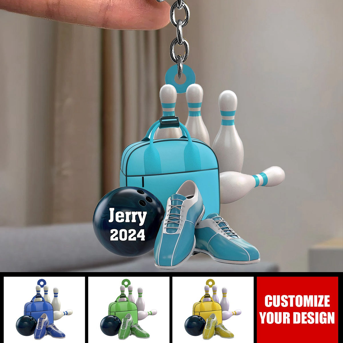 Bowling Personalized Keychain, Gift For Bowling Lovers