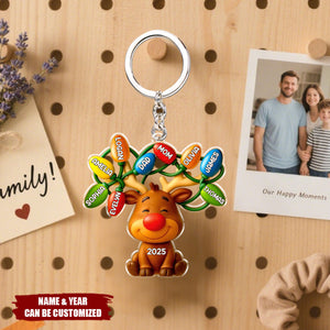 Our Reindeer Crew - Personalized Acrylic Keychain, Gifts For Mom, Dad, Kids