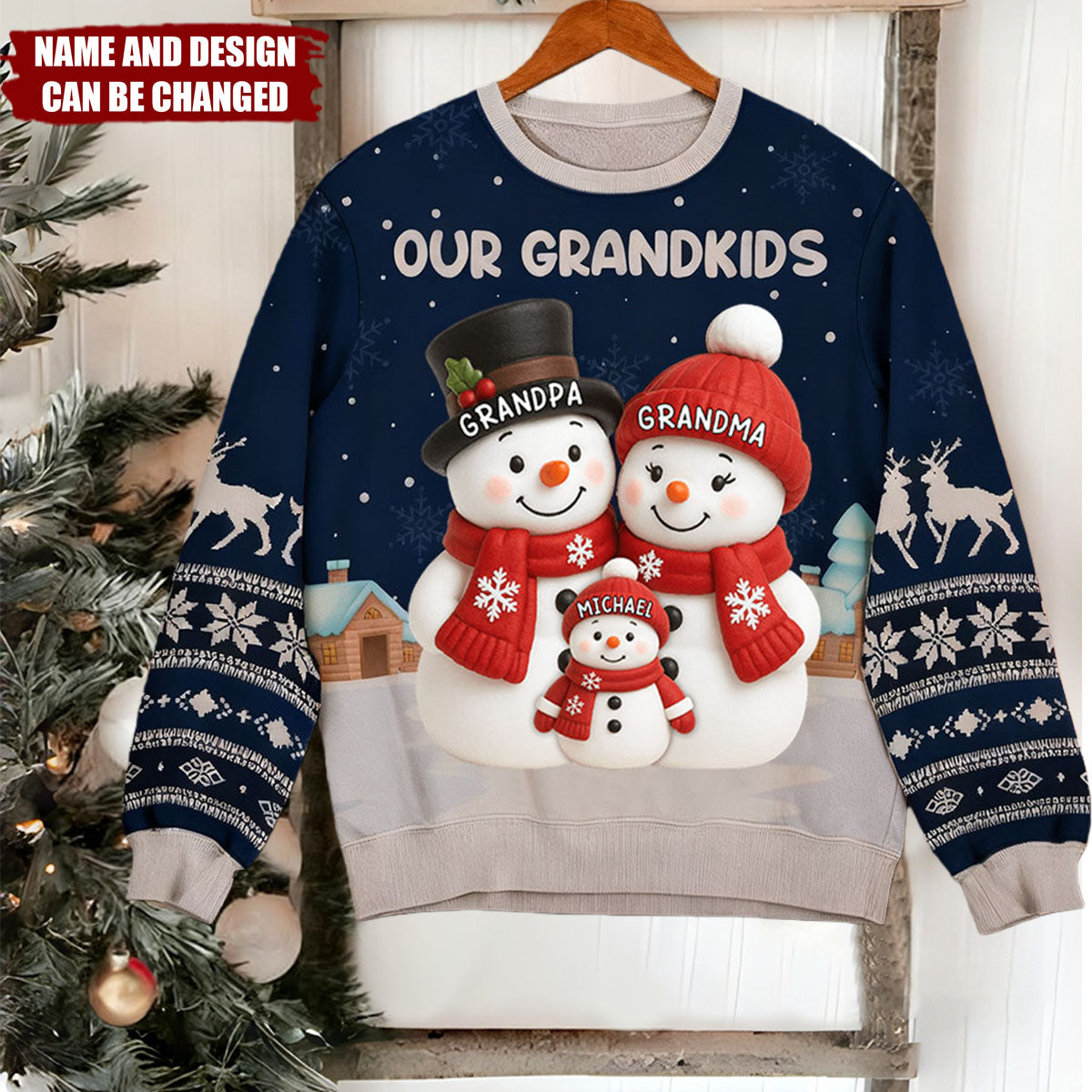 Our Grandkids Snowman - Personalized Sweatshirt, Gift for Grandma & Grandpa