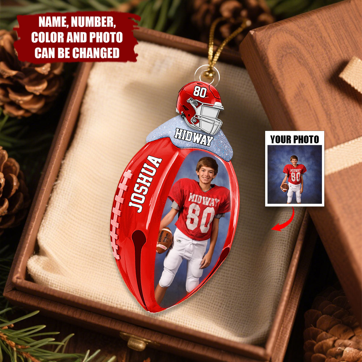 Football Bell Christmas Ornaments - Personalized Christmas Acrylic Ornament