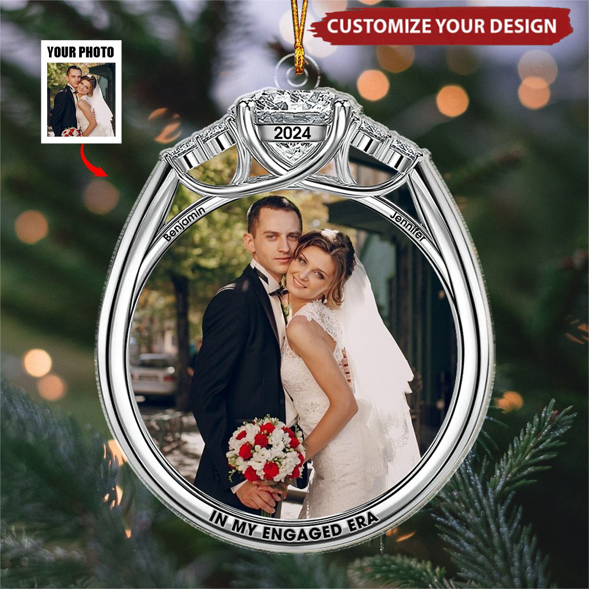 In My Engaged Era Ring - Personalized Acrylic Photo Ornament, Gifts For Couple
