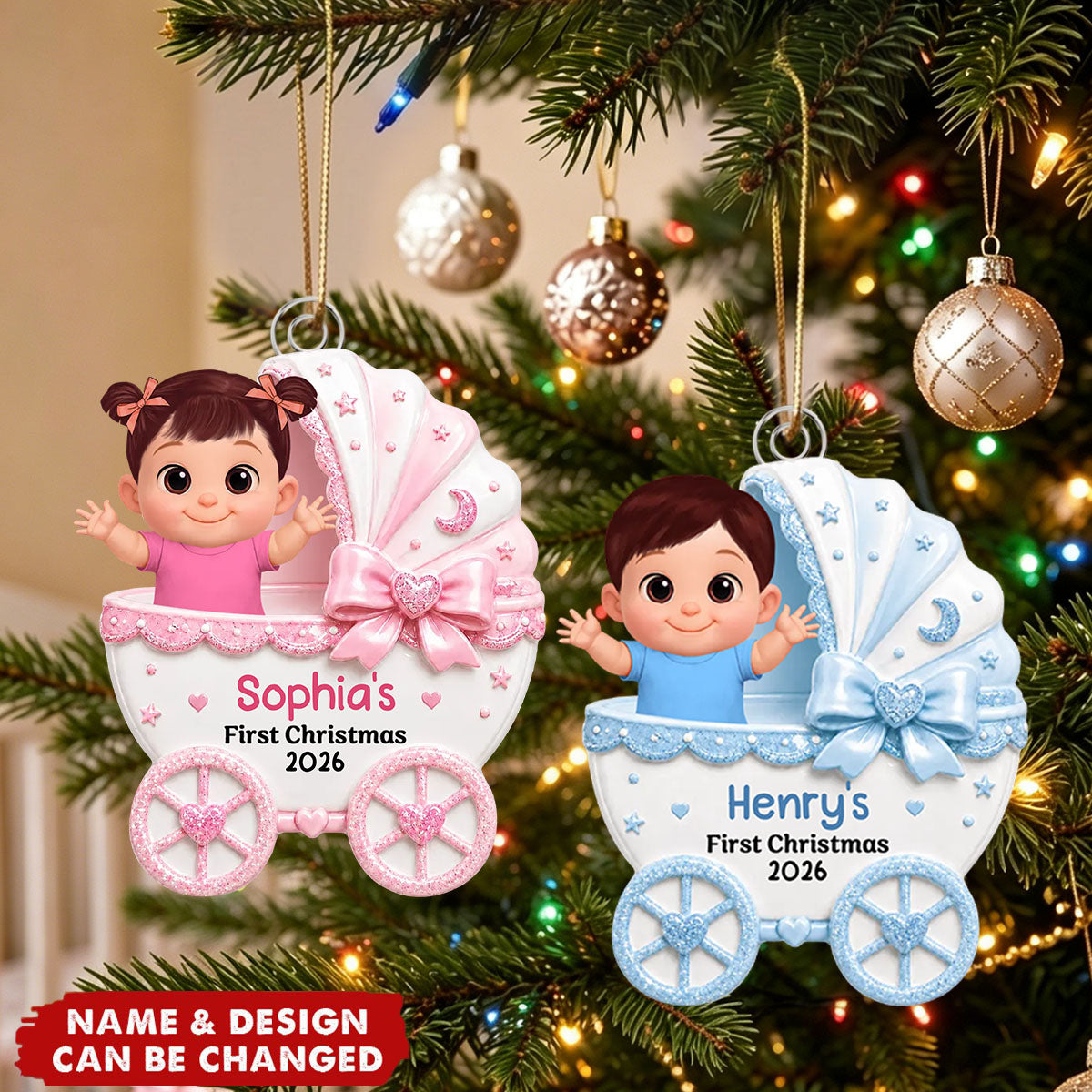 Little Princess Prince Baby Carriage - Personalized Acrylic Ornament - Unique Christmas Gift For New Parent, Newborn Keepsake