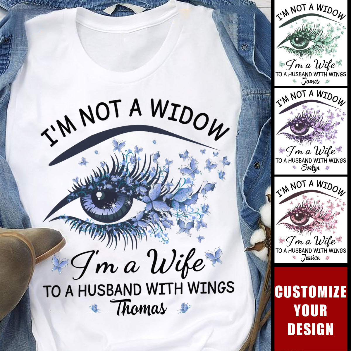 I'm A Wife To A Husband With Wings - Memorial  Personalized T-Shirt