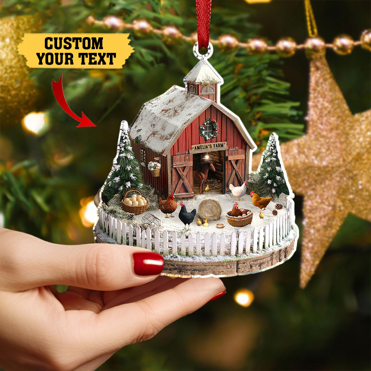 Personalized Acrylic Ornament Farmhouse Barnyard Bliss
