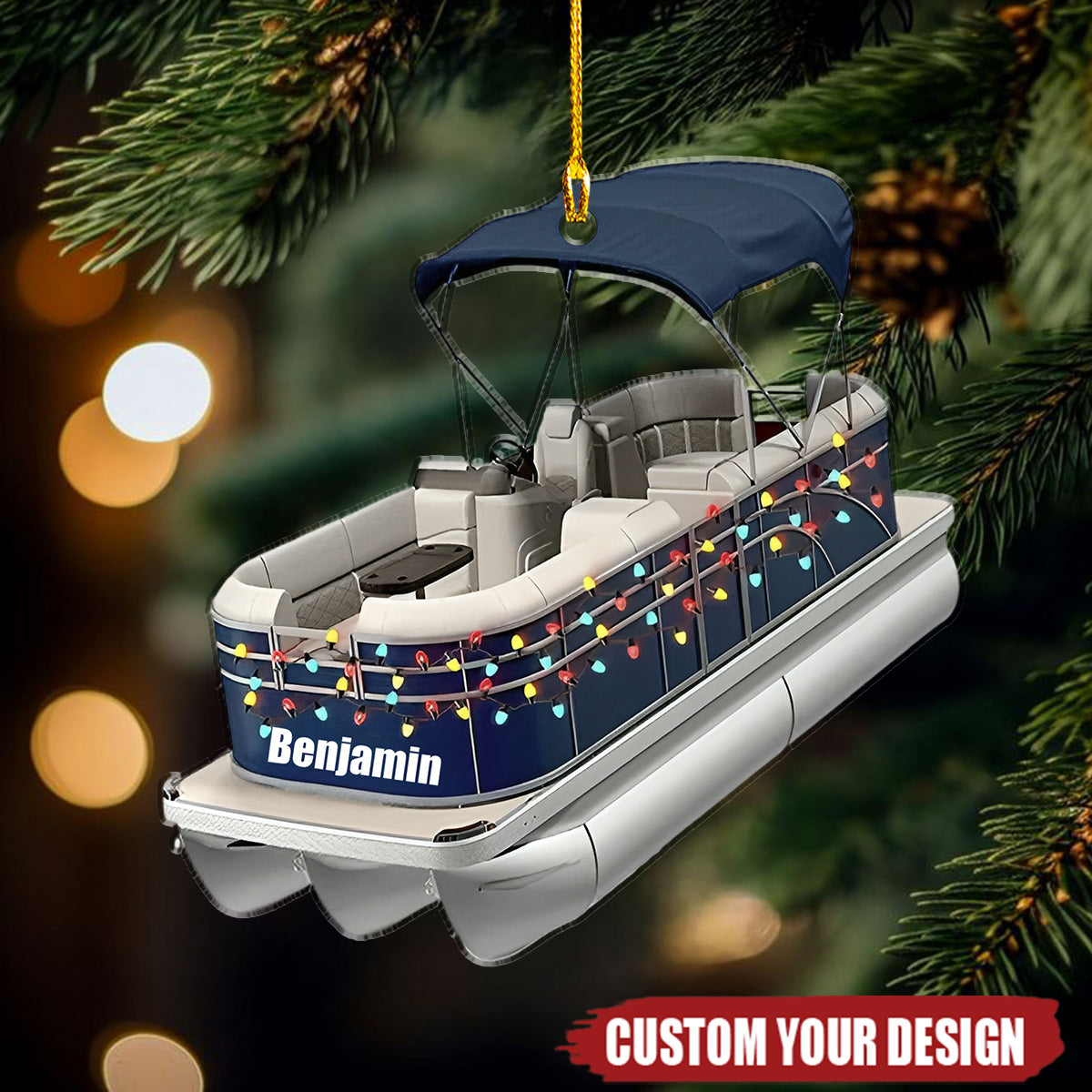 Pontoon Boat - Personalized Acrylic Ornament, Christmas Gift For Pontoon Lover