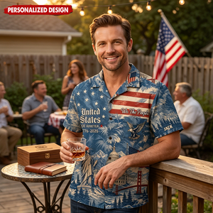 America 250th Land Of The Free Hawaiian Shirt - Personalized Gifts For Patriots