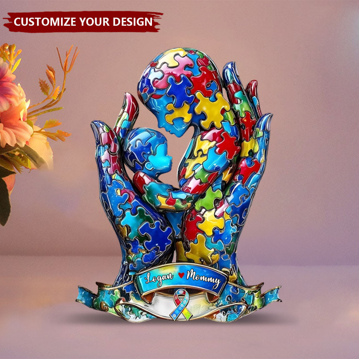 Mom And Kid - Personalized Autism Awareness Acrylic Plaque