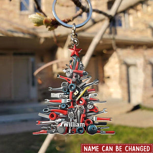 Repair Tool Kit Tree Shaped Keychain, Gift For Mechanic